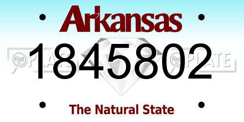 1845802 Arkansas License Plate