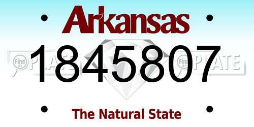 1845807 Arkansas License Plate