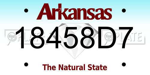 18458D7 Arkansas License Plate