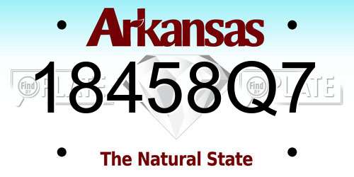 18458Q7 Arkansas License Plate