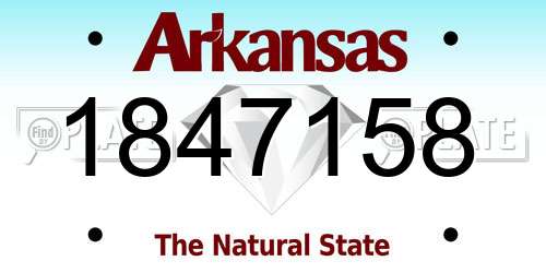 1847158 Arkansas License Plate