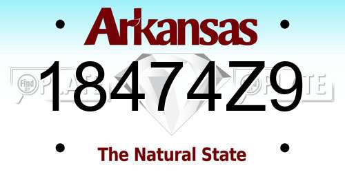 18474Z9 Arkansas License Plate