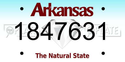 1847631 Arkansas License Plate