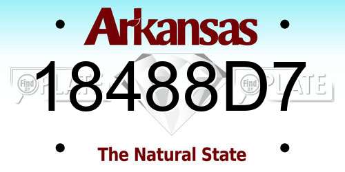 18488D7 Arkansas License Plate