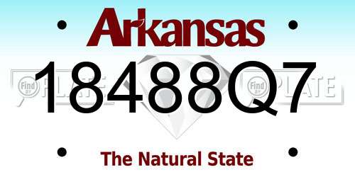 18488Q7 Arkansas License Plate