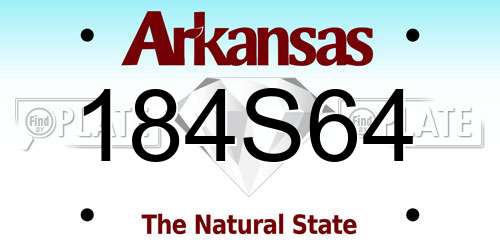 184S64 Arkansas License Plate