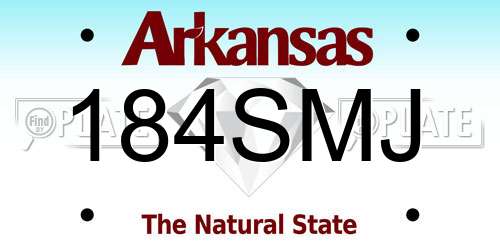 184SMJ Arkansas License Plate