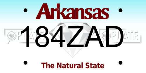 184ZAD Arkansas License Plate
