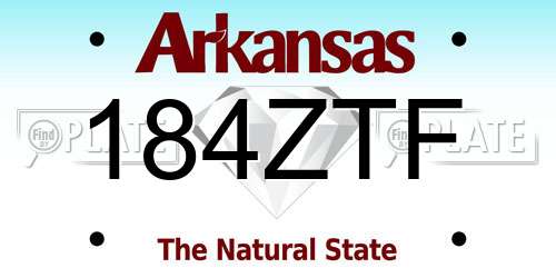 184ZTF Arkansas License Plate