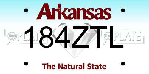 184ZTL Arkansas License Plate