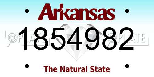 1854982 Arkansas License Plate