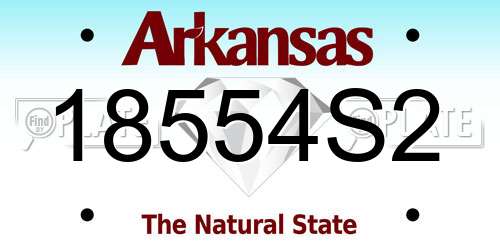 18554S2 Arkansas License Plate