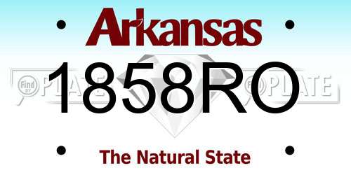 1858RO Arkansas License Plate