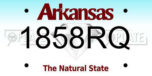 1858RQ Arkansas License Plate