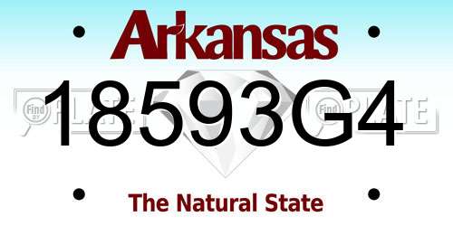 18593G4 Arkansas License Plate