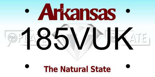 185VUK Arkansas License Plate