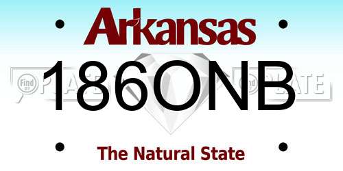 186ONB Arkansas License Plate