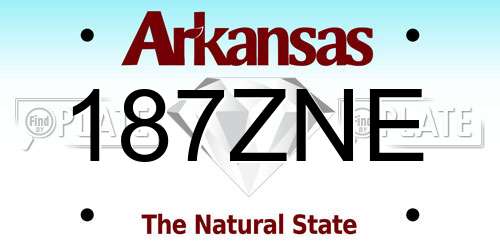 187ZNE Arkansas License Plate