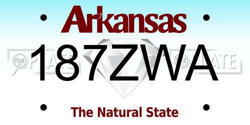 187ZWA Arkansas License Plate
