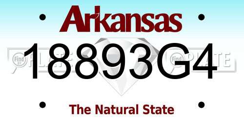 18893G4 Arkansas License Plate