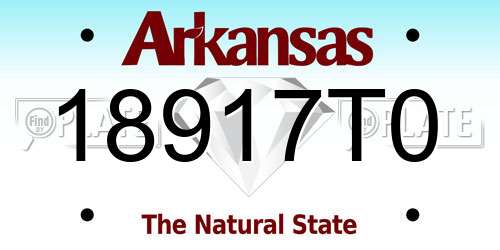 18917T0 Arkansas License Plate