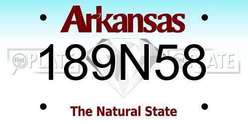 189N58 Arkansas License Plate
