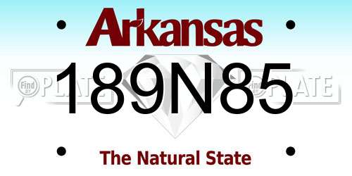 189N85 Arkansas License Plate