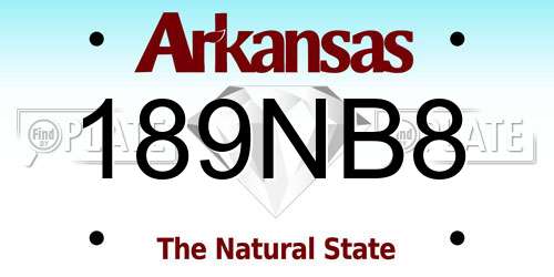 189NB8 Arkansas License Plate