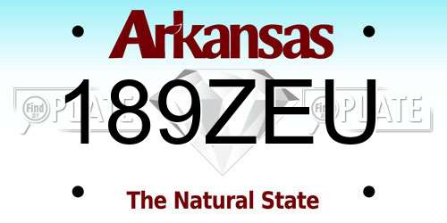 189ZEU Arkansas License Plate