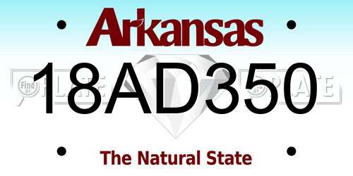 18AD350 Arkansas License Plate