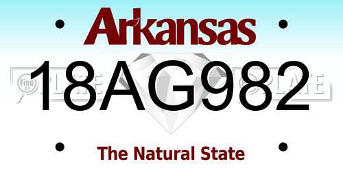 18AG982 Arkansas License Plate