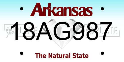 18AG987 Arkansas License Plate