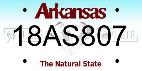 18AS807 Arkansas License Plate
