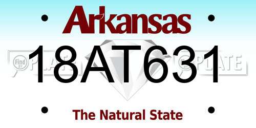 18AT631 Arkansas License Plate
