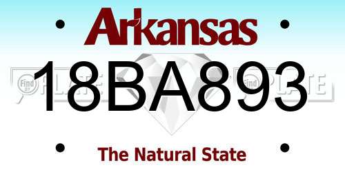 18BA893 Arkansas License Plate