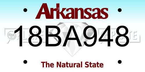 18BA948 Arkansas License Plate