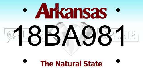 18BA981 Arkansas License Plate