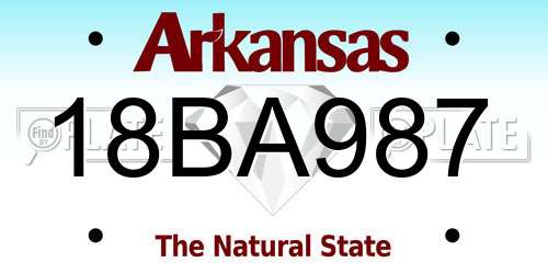 18BA987 Arkansas License Plate