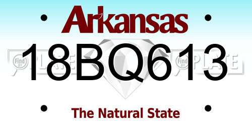 18BQ613 Arkansas License Plate