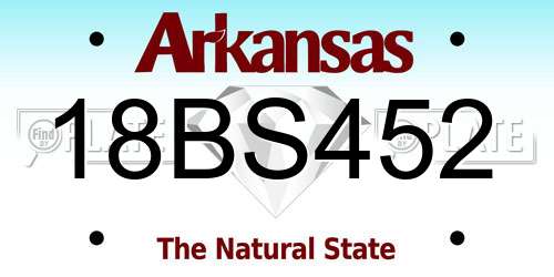 18BS452 Arkansas License Plate