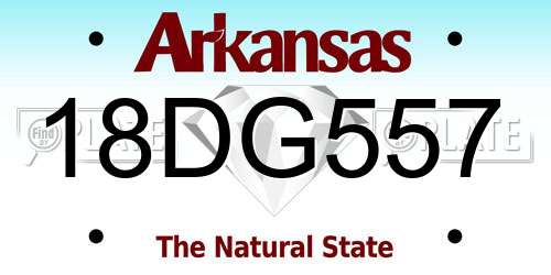 18DG557 Arkansas License Plate