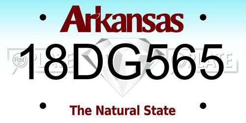 18DG565 Arkansas License Plate