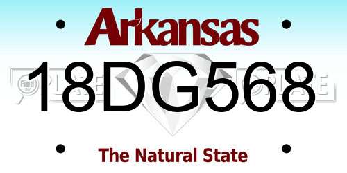 18DG568 Arkansas License Plate