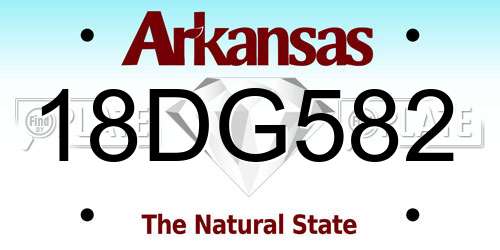 18DG582 Arkansas License Plate