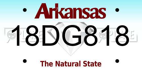18DG818 Arkansas License Plate