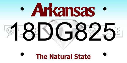 18DG825 Arkansas License Plate