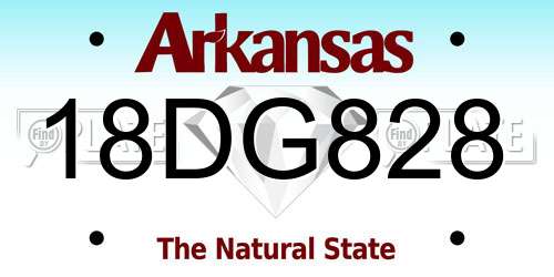 18DG828 Arkansas License Plate