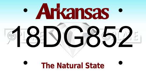18DG852 Arkansas License Plate