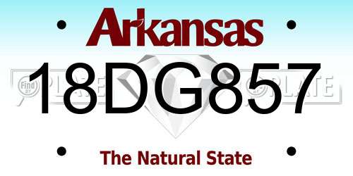 18DG857 Arkansas License Plate