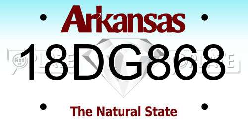18DG868 Arkansas License Plate